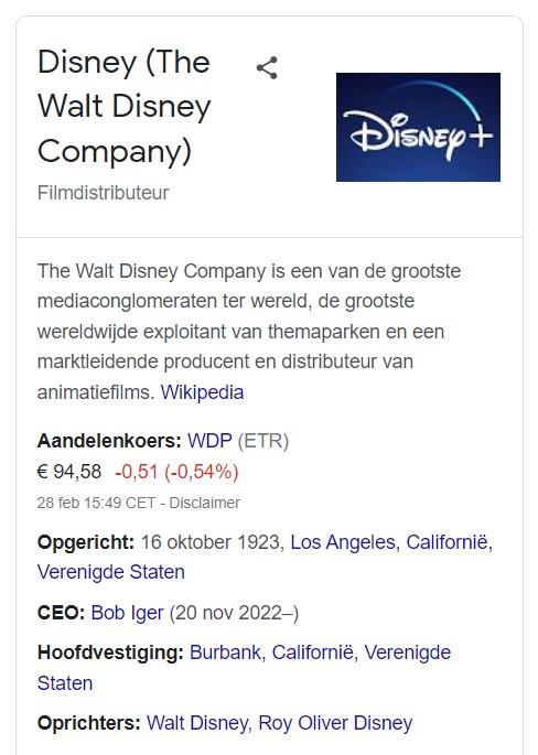 Voorbeeld Knowledge panel